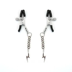 Затискачі для сосків Liebe Seele Lightning Nipple Clamps Silver, підвіска-блискавка