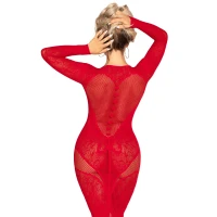 Сукня з довгим рукавом Leg Avenue Lace and Net Bodycon Gown One Size, Red — Переглянути зображення 6