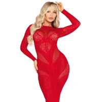 Сукня з довгим рукавом Leg Avenue Lace and Net Bodycon Gown One Size, Red — Переглянути зображення 5