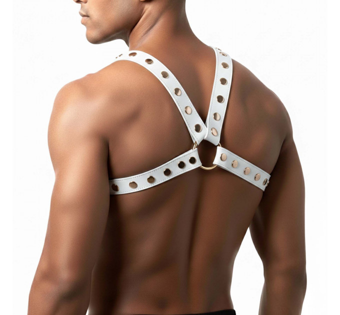 Чоловіча портупея Art of Sex - Spartacus, екошкіра, колір білий, розмір XS-M