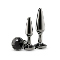 Набір анальних пробок NS Novelties Rear Assets - Tapered Trainer Kit - Gunmetal - Black — Переглянути зображення 1