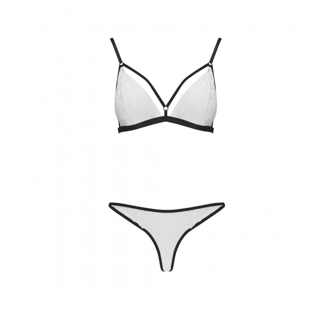 Комплект білизни Passion ORIHIME SET S/M, white, стрепи, ліф і трусики