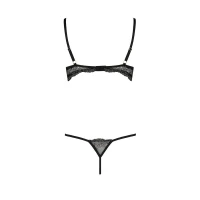 Комплект білизни Passion Exclusive VALERY SET OpenBra S/M, black, стрепи, трусики, відкритий ліф — Просмотреть изображение 6
