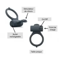 Ерекційне кільце Dorcel Power Clit Plus з вібрацією, перезаряджається, з язичком та щіточкою — Просмотреть изображение 5
