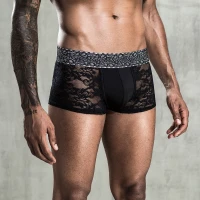 Чоловічі мереживні труси боксери, One Size Black — Переглянути зображення 1