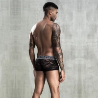Чоловічі мереживні труси боксери, One Size Black — Переглянути зображення 4