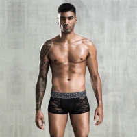Чоловічі мереживні труси боксери, One Size Black — Переглянути зображення 2