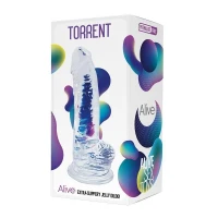 Прозорий фалоімітатор Alive Jelly Dildo Torrent, ТПЕ, присоска, діаметр 4.5см, довжина 20,6см — Переглянути зображення 2