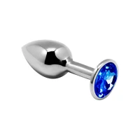 Металева анальна пробка з кристалом Alive Mini Metal Butt Plug Blue M — Переглянути зображення 1