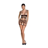 Бодістокінг-сукня Passion BS089 black, міні, плетіння у вигляді павутини — Переглянути зображення 3