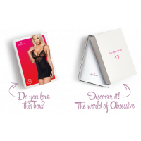 Сатиновый комплект для сна с кружевом Obsessive 828-CHE-1 chemise &amp; thong S/M, черный, сорочка, стри — Просмотреть изображение 8