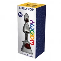 Металева анальна пробка Wooomy Lollypop Double Ball Metal Plug Red M, діаметр 3,1 см, довжина 9,4 см — Переглянути зображення 4