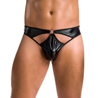 Чоловічі стринги Passion 033 THONG PAUL S/M Black, під латекс — Переглянути зображення 1