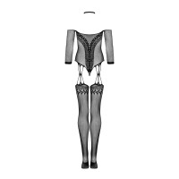 Нейлоновый бодистокинг с имитацией чулок Obsessive Bodystocking G333 S/M/L, black, с доступом Нейлоновый бодистокинг с имитацией чулок Obsessive Bodystocking G333 S/M/L, black, с доступом