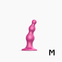 Насадка для страпона Strap-On-Me Dildo Plug Beads Framboise Metallic M — Переглянути зображення 1