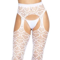 Ажурні колготки із сердечками Leg Avenue Heart White, One size, імітація панчіх — Переглянути зображення 10
