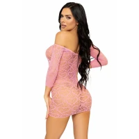 Сукня-сітка з сердечками Leg Avenue Heart net mini dress Pink, зав’язки, відкриті плечі, One Size — Переглянути зображення 2