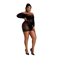 Сукня-бодістокінг Moonlight Plus Model 07 XL-XXXL Black, довгий рукав — Переглянути зображення 1