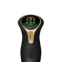 Пульсатор-кролик з вібрацією Zalo Mose Obsidian Black, нагрівання до 42°, кристал Swarovski — Переглянути зображення 6