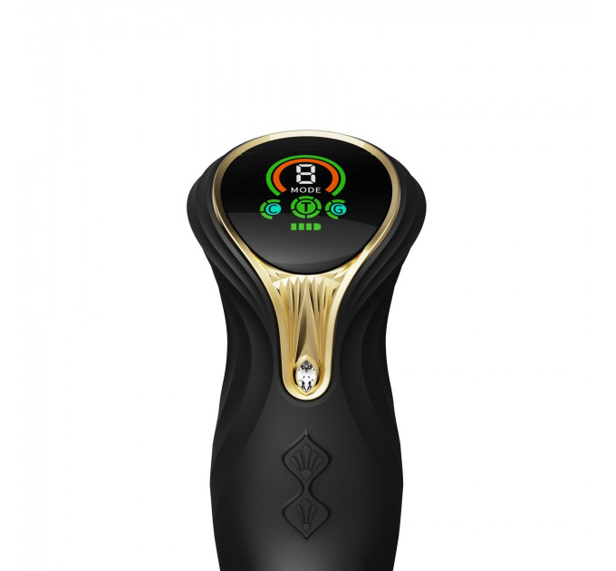 Пульсатор-кролик з вібрацією Zalo Mose Obsidian Black, нагрівання до 42°, кристал Swarovski