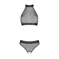Белье с открытым доступом Passion MOONLIGHT SET S/M black, топ, стринги