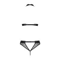 Белье с открытым доступом Passion MOONLIGHT SET S/M black, топ, стринги