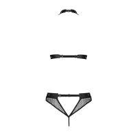 Білизна з відкритим доступом Passion MOONLIGHT SET S/M black, топ, стрінги — Переглянути зображення 4