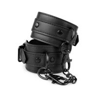 Наручники Bedroom Fantasies: Faux Leather Handcuffs One Size, чорні — Переглянути зображення 2