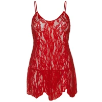 Сорочка бебі-дол Leg Avenue Rose Lace Flair Chemise Red, Queen Size — Переглянути зображення 2