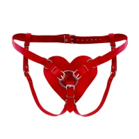 Трусики Серце для страпону з натуральної шкіри Feral Feelings - Hearts Strap-on Belt Red — Переглянути зображення 1
