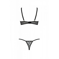 Еротичний комплект Passion MARINA SET WITH OPEN BRA, L/XL, black, відкриті чашки