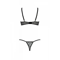 Еротичний комплект Passion MARINA SET WITH OPEN BRA, L/XL, black, відкриті чашки — Переглянути зображення 4