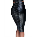 Спідниця-олівець зі шнурівкою Noir Handmade F152 Powerwetlook pencil skirt, M, з мокрим ефектом