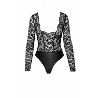 Боді Noir Handmade F296 Psyche, 3XL, мереживо, довгий рукав, низ під латекс, з доступом — Просмотреть изображение 6