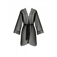 Пеньюар Passion AMBERLY PEIGNOIR black, S/M, пояс у комплекті — Переглянути зображення 3
