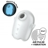 Вакуумний кліторальний стимулятор з вібрацією Satisfyer Glowing Ghost White, світиться в темряві — Переглянути зображення 1