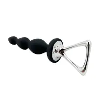 Анальний ланцюжок Adrien Lastic Arrow II, чорний, силіконовий, гнучкий, з металевою ручкою, діаметр 3,2 см — Просмотреть изображение 3