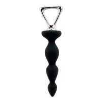 Анальний ланцюжок Adrien Lastic Arrow II, чорний, силіконовий, гнучкий, з металевою ручкою, діаметр 3,2 см — Просмотреть изображение 1