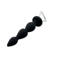 Анальний ланцюжок Adrien Lastic Arrow II, чорний, силіконовий, гнучкий, з металевою ручкою, діаметр 3,2 см — Просмотреть изображение 2