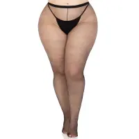 Колготки Leg Avenue Spandex micro net tights, 1X/2X, чорні, у дрібну сітку, середня посадка — Переглянути зображення 1