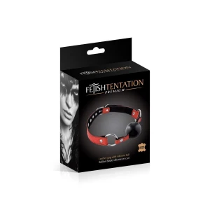 Кляп Fetish Tentation Premium Leather Gag with Silicone Ball (Red), силіконова кулька