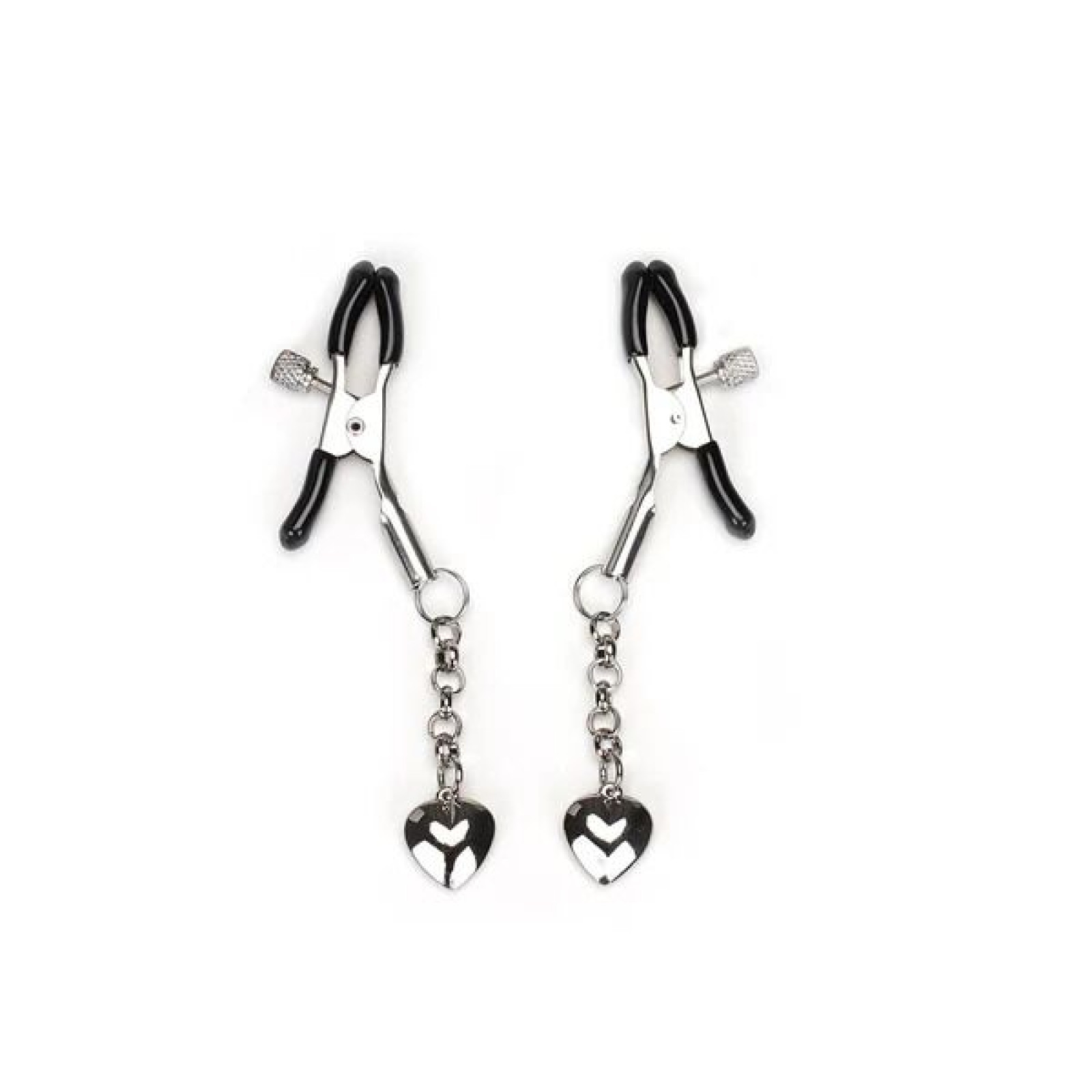 Затискачі для сосків Liebe Seele Solid Heart Nipple Clamps Silver, підвіска-сердечко