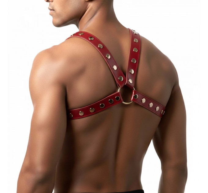 Чоловіча портупея Art of Sex - Spartacus, екошкіра, колір червоний, розмір XS-M