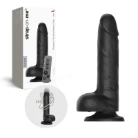 Фалоімітатор з вібрацією та ротацією Strap-On-Me Rotating &amp; Vibrating Realistic Dildo – L – Black — Переглянути зображення 1