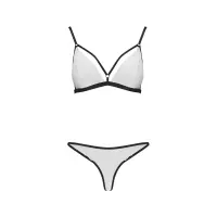 Комплект білизни Passion ORIHIME SET XXL/XXXL, white, стрепи, ліф і трусики — Просмотреть изображение 3