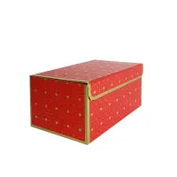 Подарункова коробка червона з золотим геометричним малюнком, S — 20,2×14×10,5 см — Переглянути зображення 1