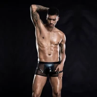 Чоловічі еротичні сітчасті труси з ременями, One Size Black — Просмотреть изображение 4