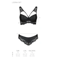 Комплект з еко-шкіри та мережива Passion LOONA SET L/XL, black, бра і трусики — Переглянути зображення 7