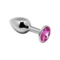 Металева анальна пробка з кристалом Alive Mini Metal Butt Plug Pink M — Переглянути зображення 1