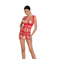 Бодістокінг-сукня Passion BS089 red, міні, плетіння у вигляді павутини — Переглянути зображення 1